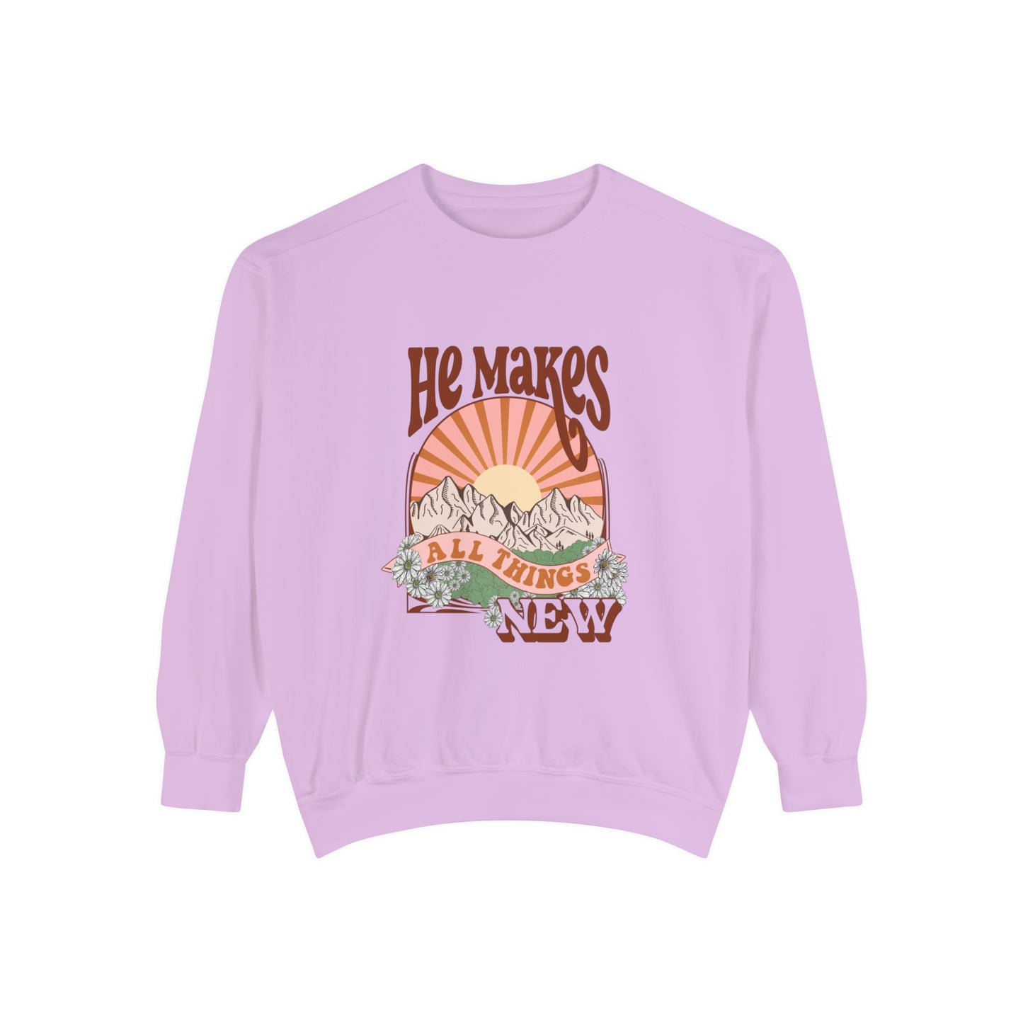 Boho Retro He Makes All Things New Sweatshirt (Comfort Colors)