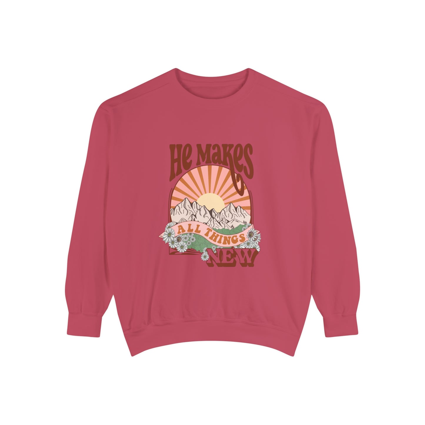 Boho Retro He Makes All Things New Sweatshirt (Comfort Colors)