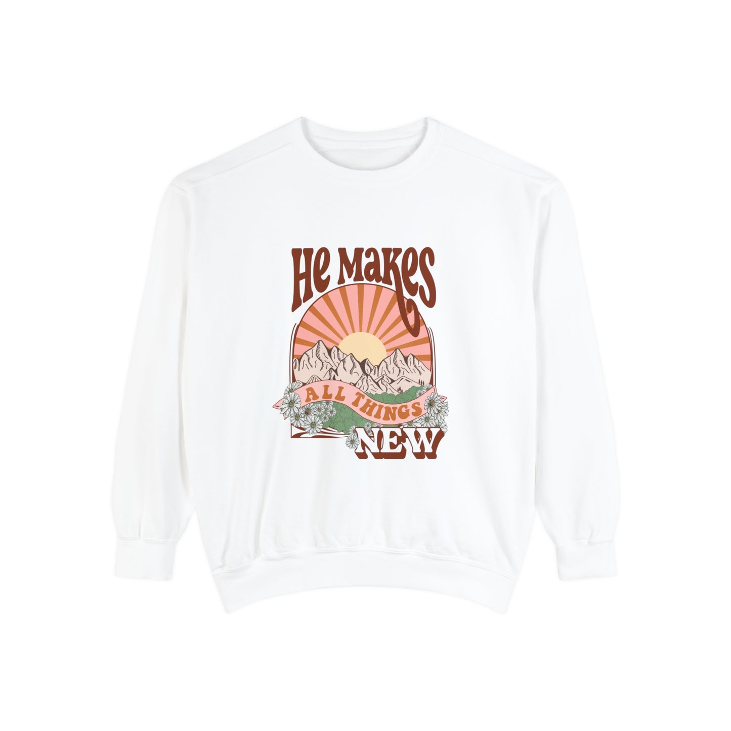 Boho Retro He Makes All Things New Sweatshirt (Comfort Colors)