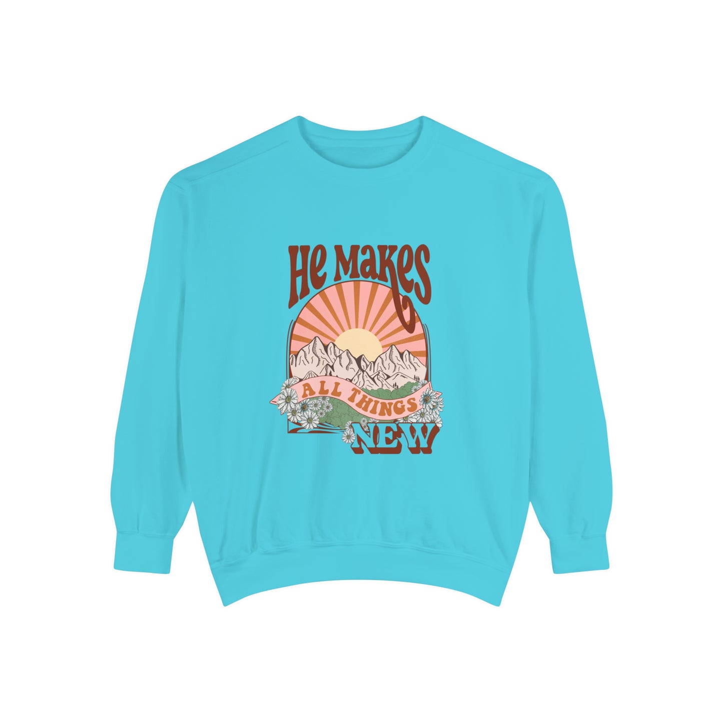 Boho Retro He Makes All Things New Sweatshirt (Comfort Colors)