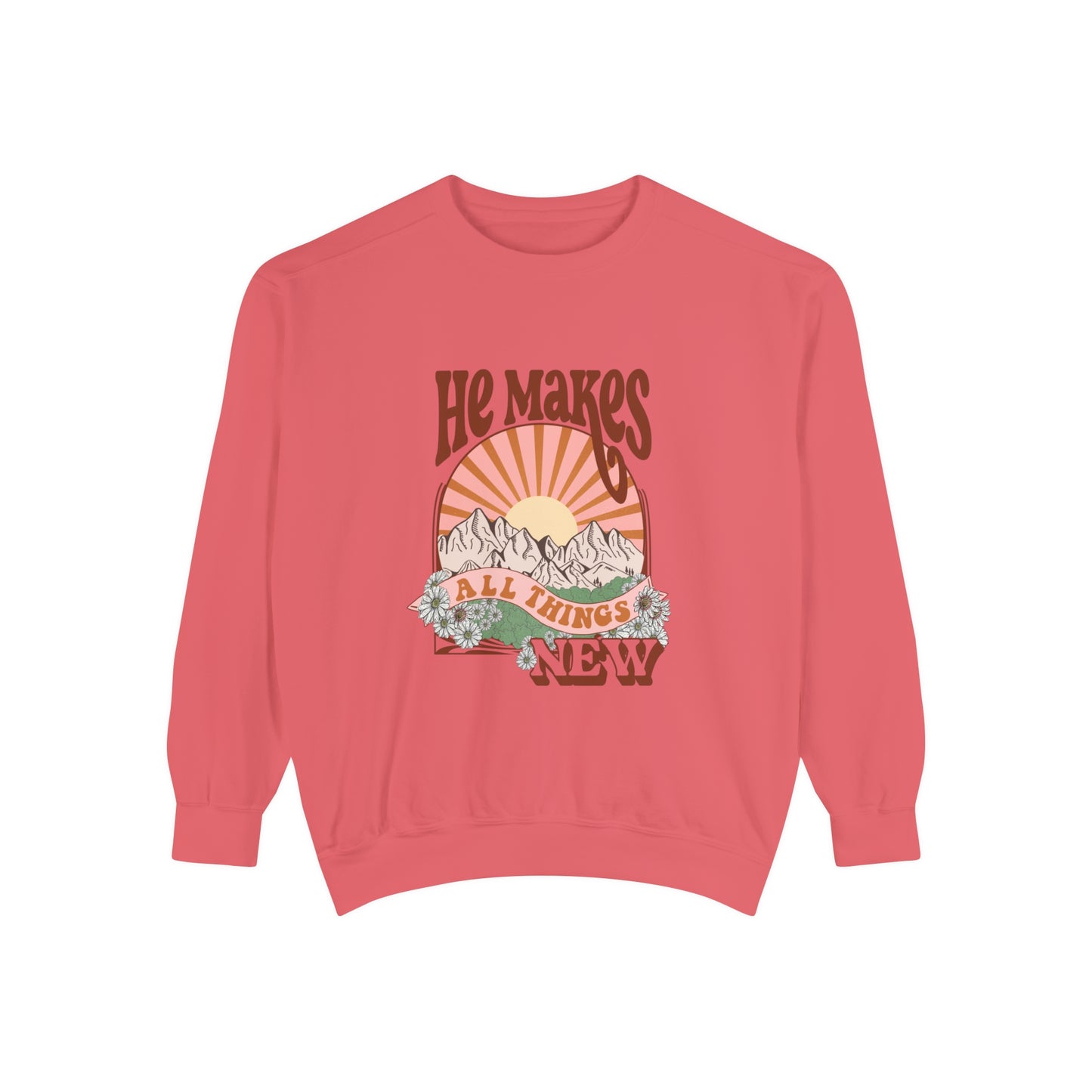 Boho Retro He Makes All Things New Sweatshirt (Comfort Colors)