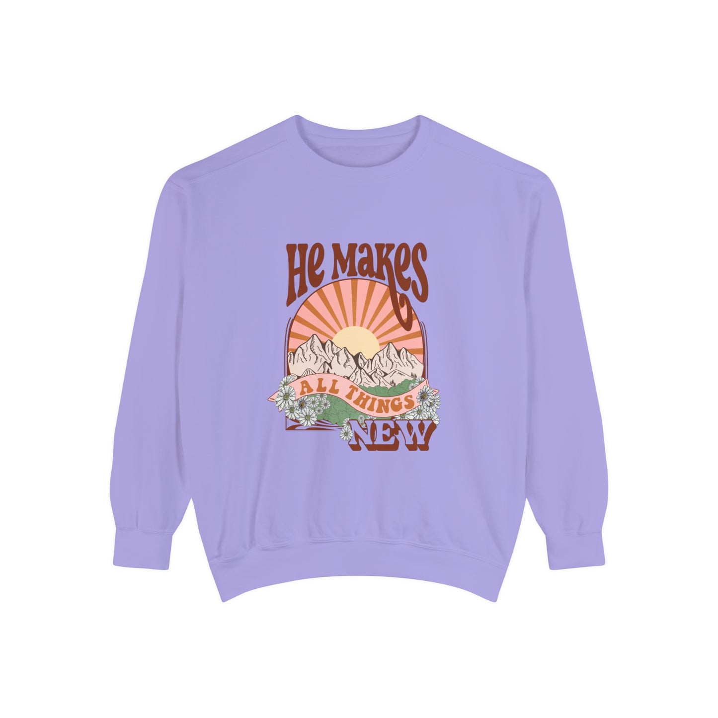 Boho Retro He Makes All Things New Sweatshirt (Comfort Colors)